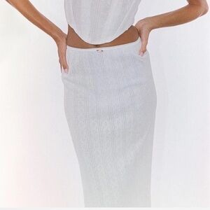 On hold msg me! With Jean White Pointelle Dylan Midi Skirt size Small. EUC